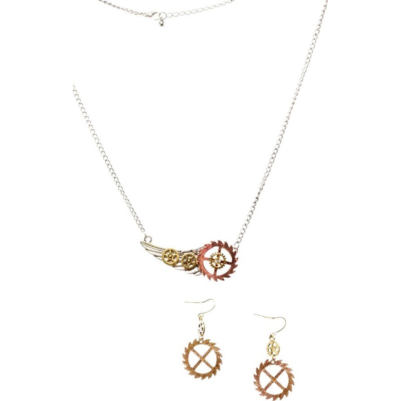 Futuristic steampunk jewelry set