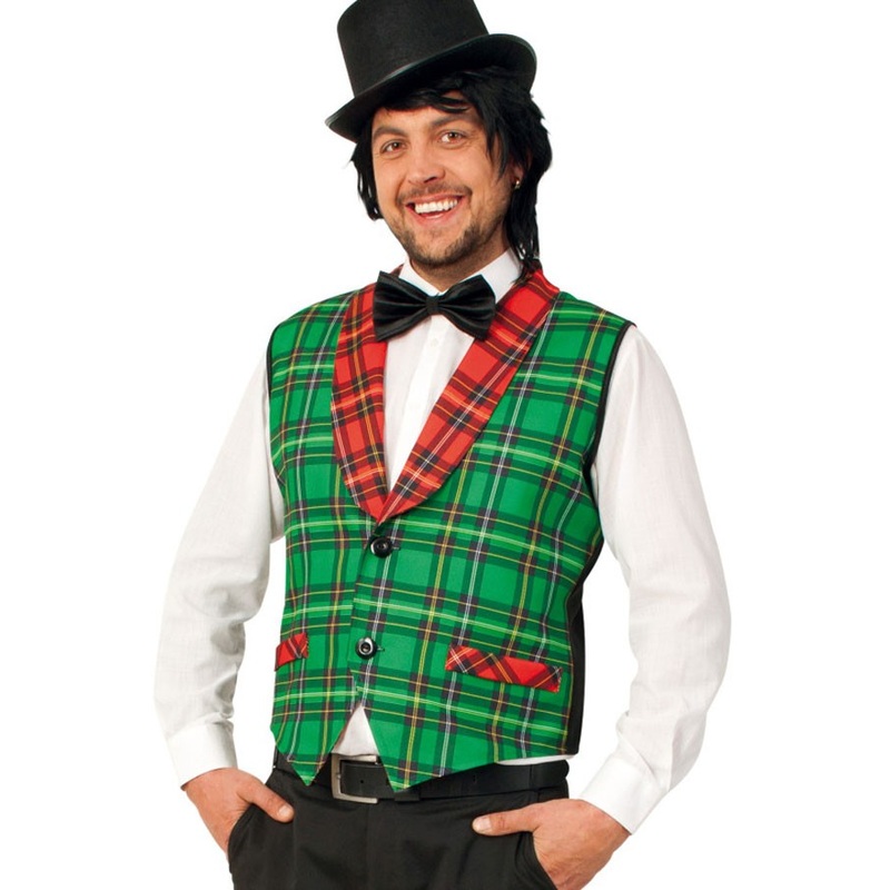 Green checked vest for men 48-50