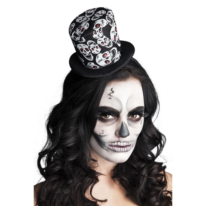 Mini cylinder headband with skulls