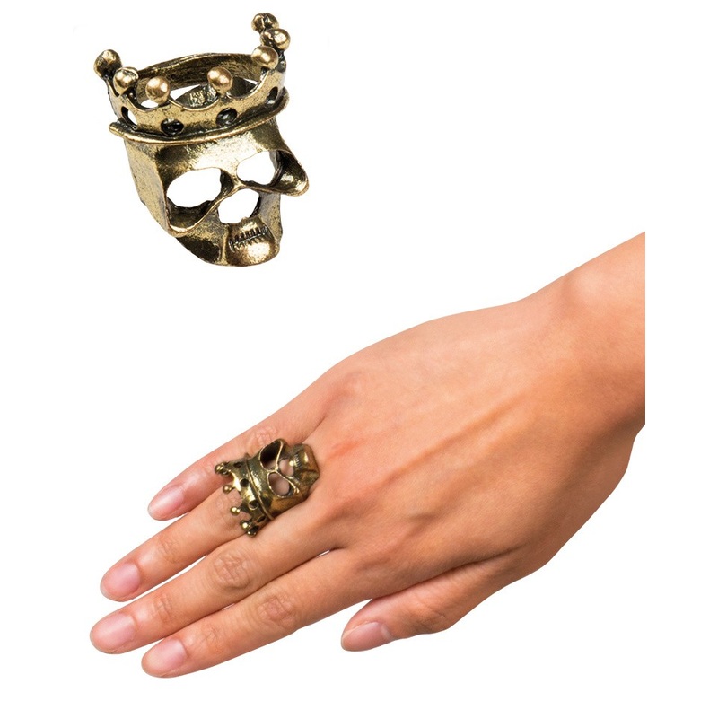 Skull with crown golden ring