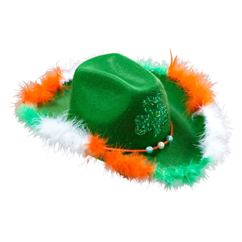 St. Patricks cowboy hat with feathers