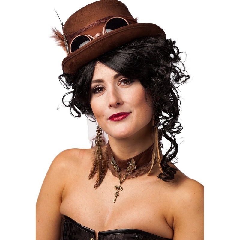 Steampunk retro earrings with feathers