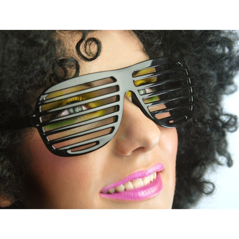 Black disco glasses with stripes