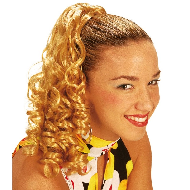 Blonde curly hair extensions with bobby pins