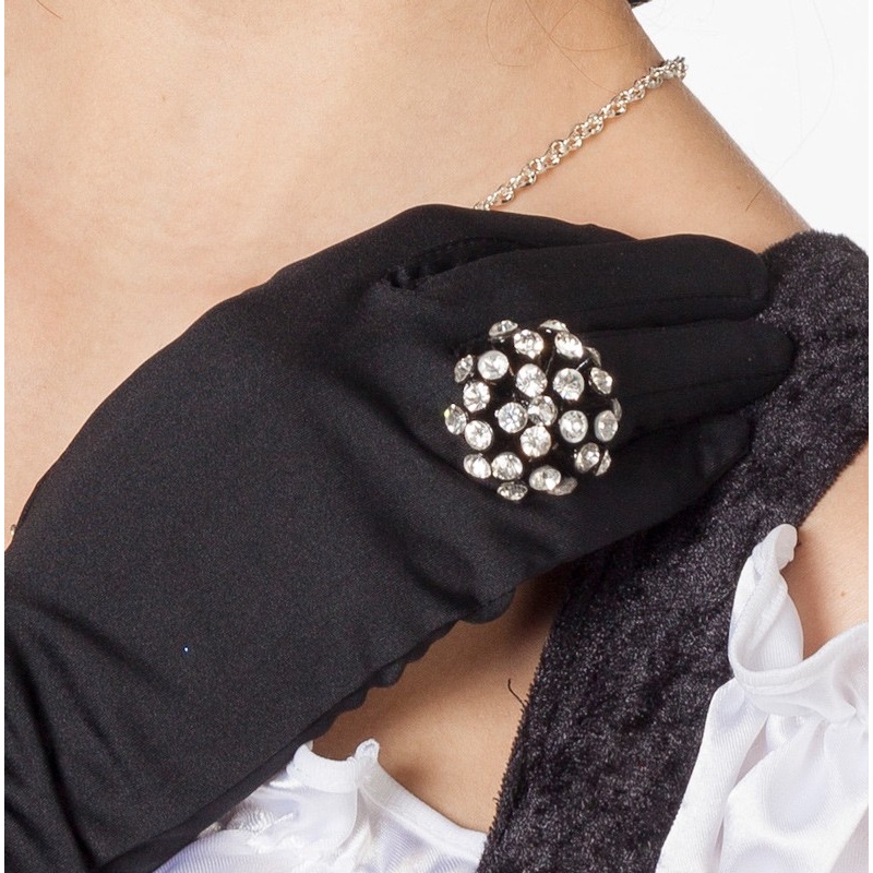 Flower ring with rhinestones