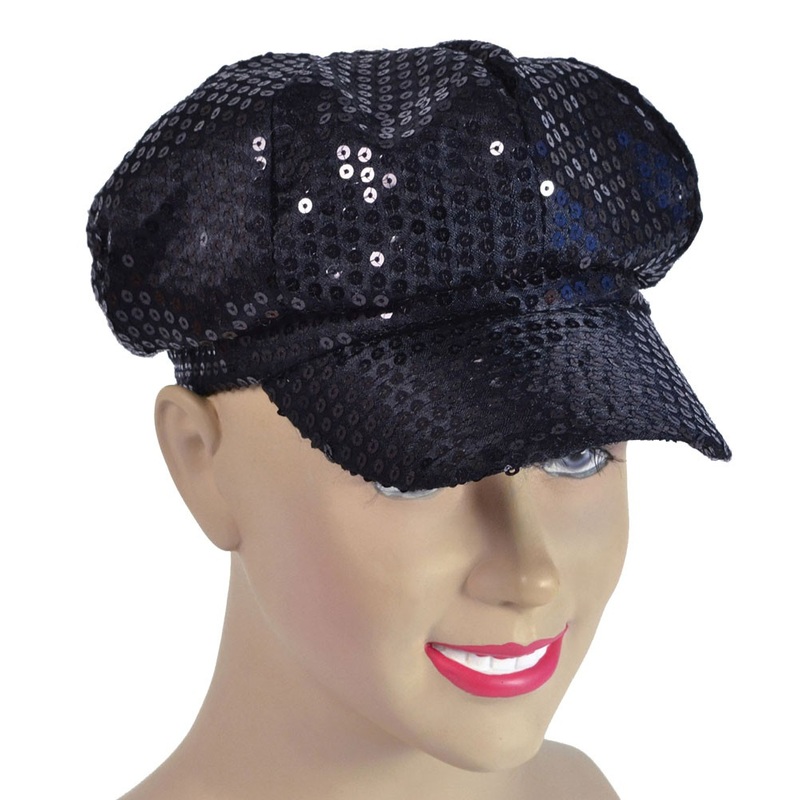 Glittery sequin hat black
