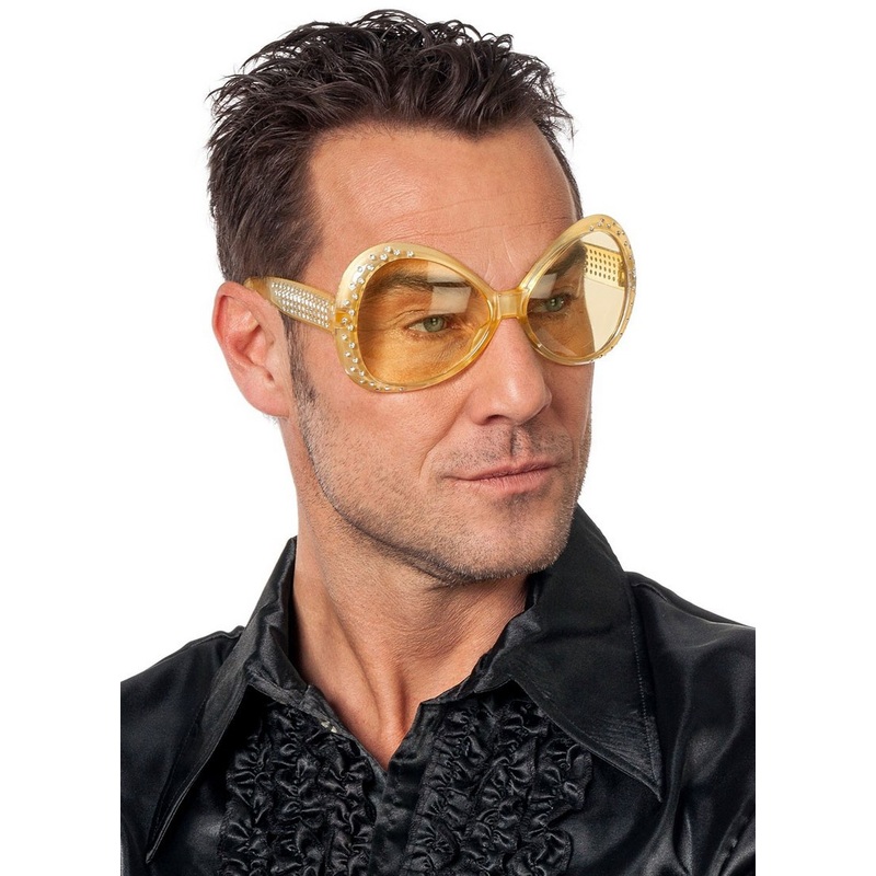 Gold colored disco stone glasses