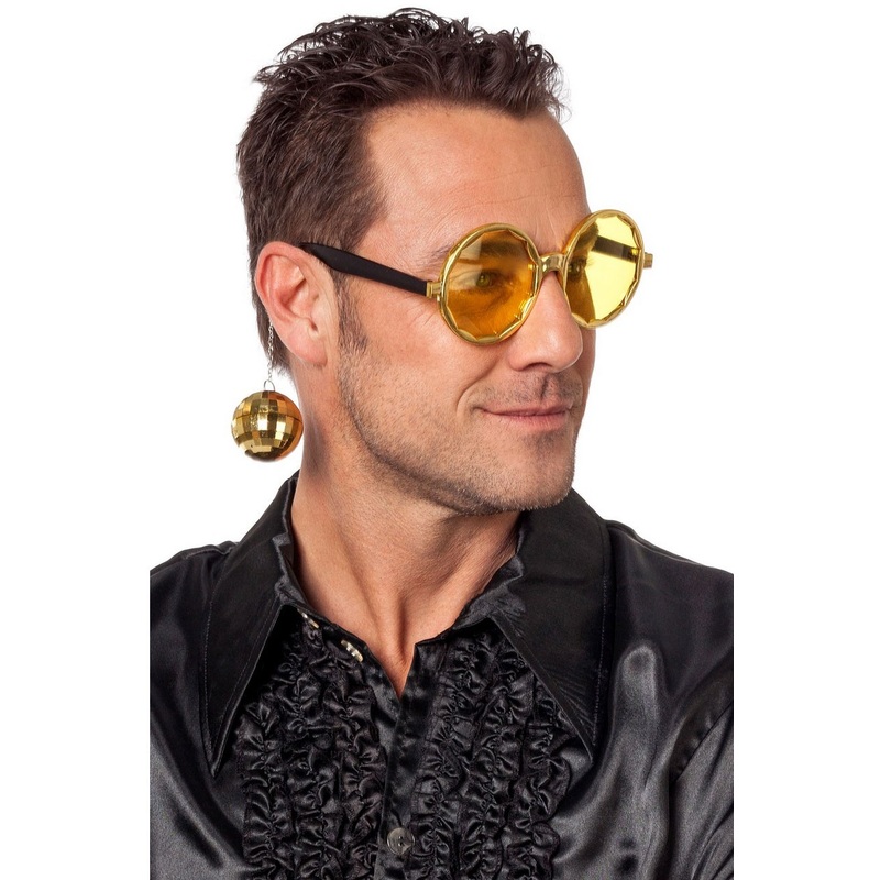 Golden disco glasses with balls
