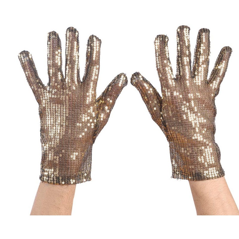 Golden sequin gloves