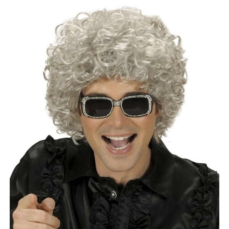 Gray curly wig for men
