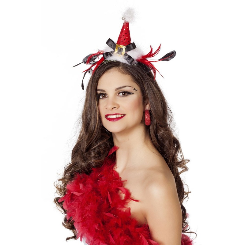 Headband with mini Christmas hat & feather decorations