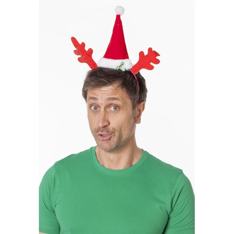 Headband with santa hat & antlers