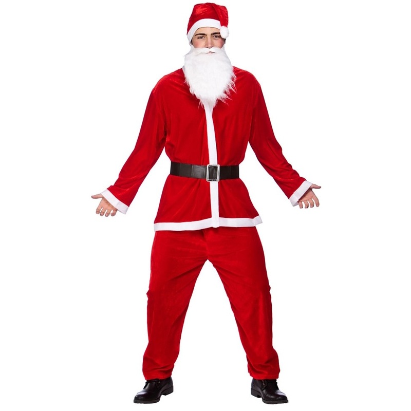 Red velor Santa Claus costume M-L