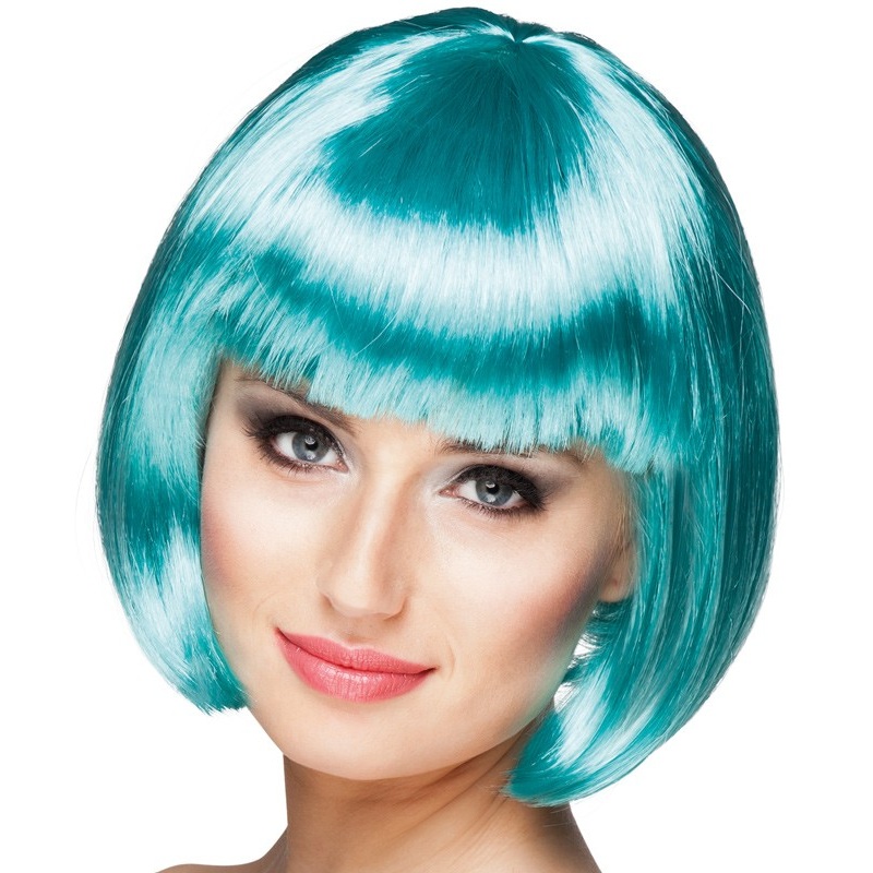 Shiny party bob wig turquoise