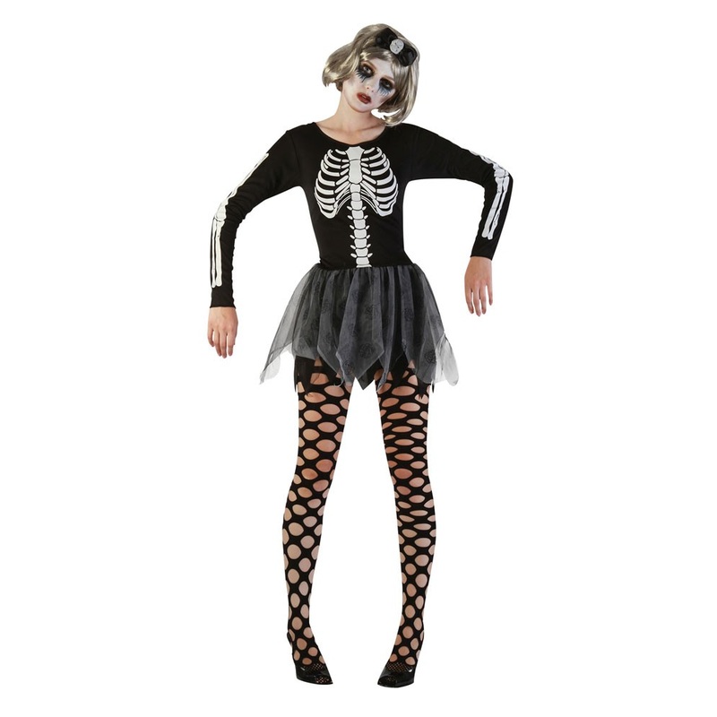 Skeleton balerina mini skirt ladies costume