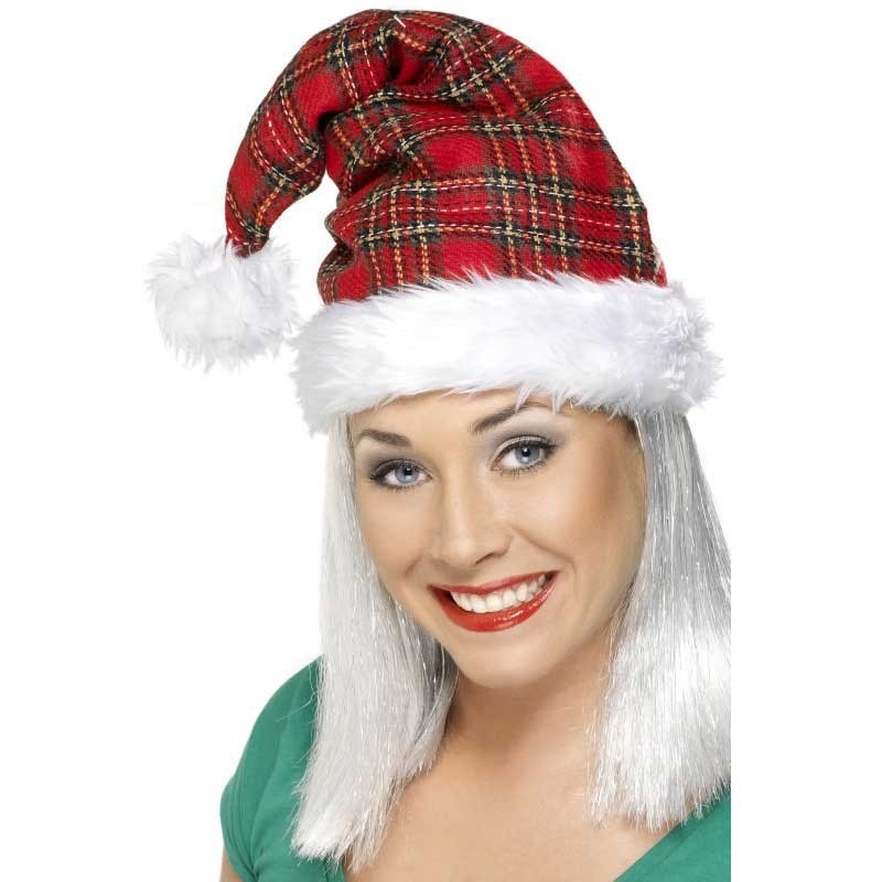 Tartan santa hat