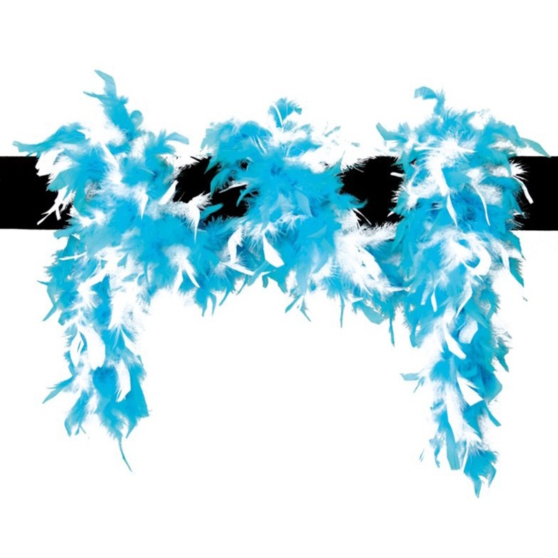 Turquoise-white feather boa Marcella 180cm