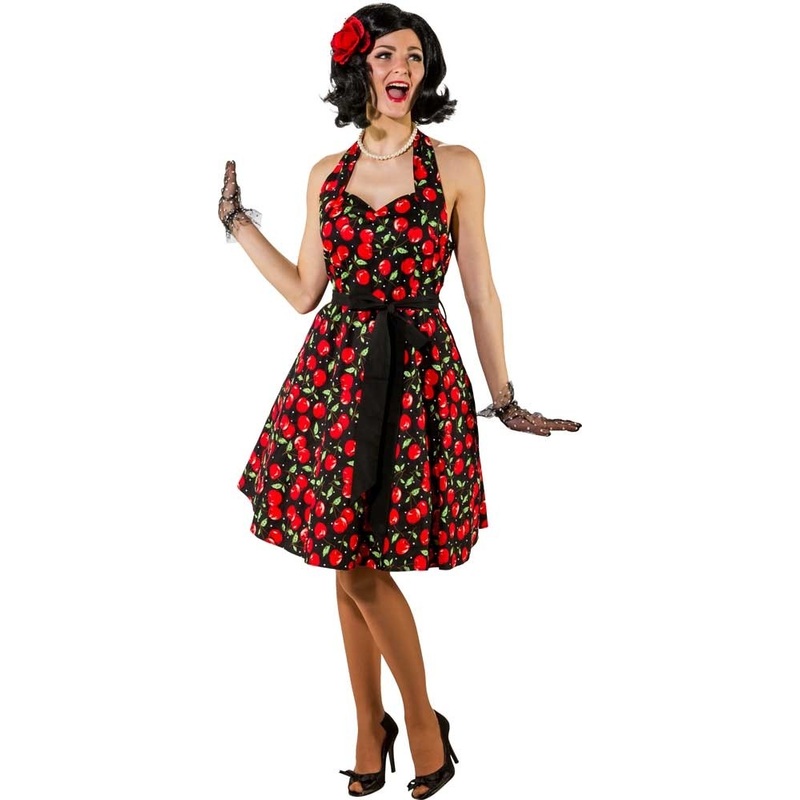 50s rockabilly dress with cherry print S