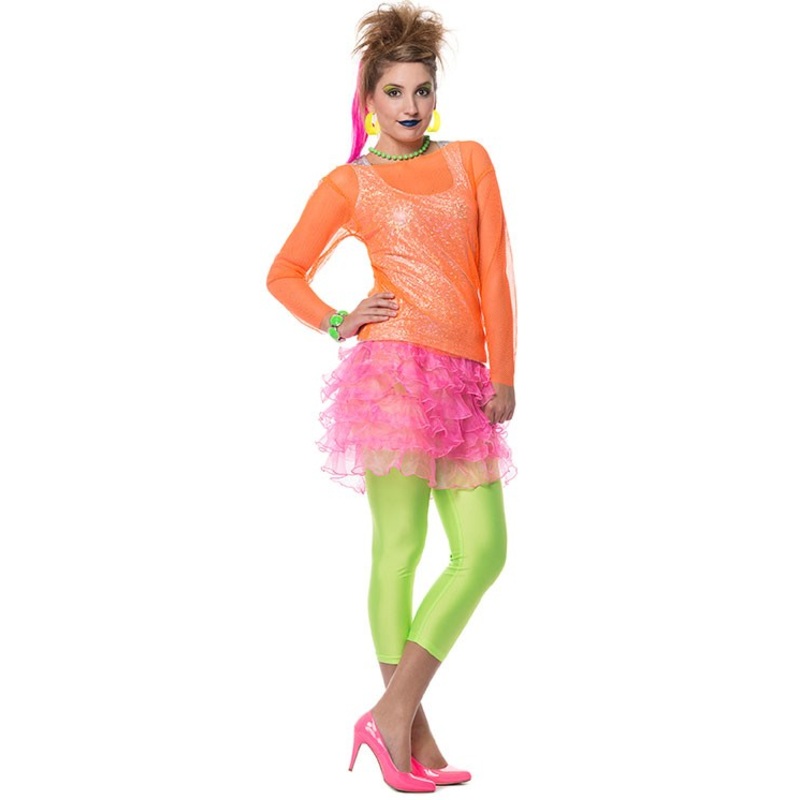 80s ruffled skirt neon pink S