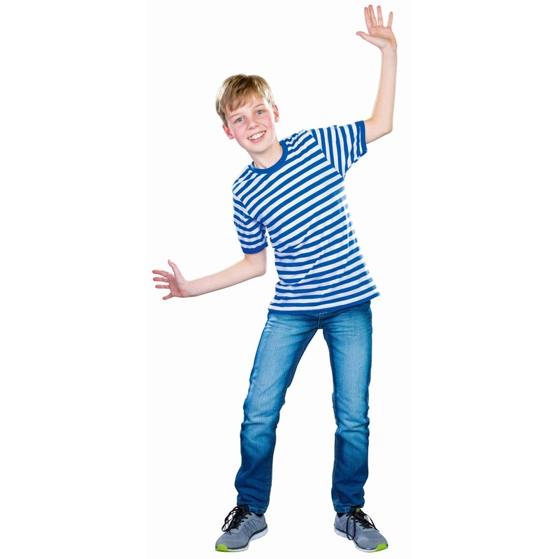 Blue and white cotton t-shirt for children 128