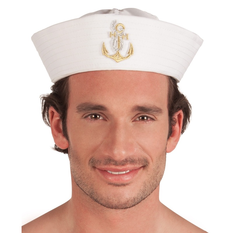 Classic sailor hat with golden anchor