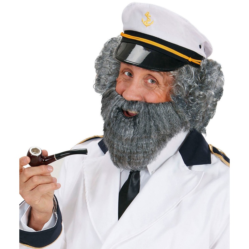 Gray full beard with mustache
