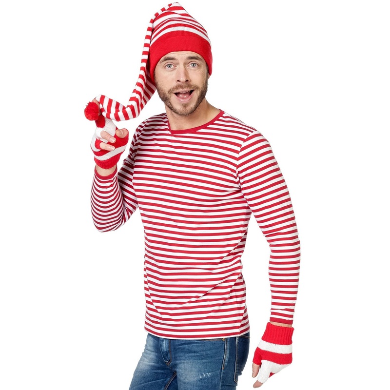Long sleeve striped sweater red for men 48