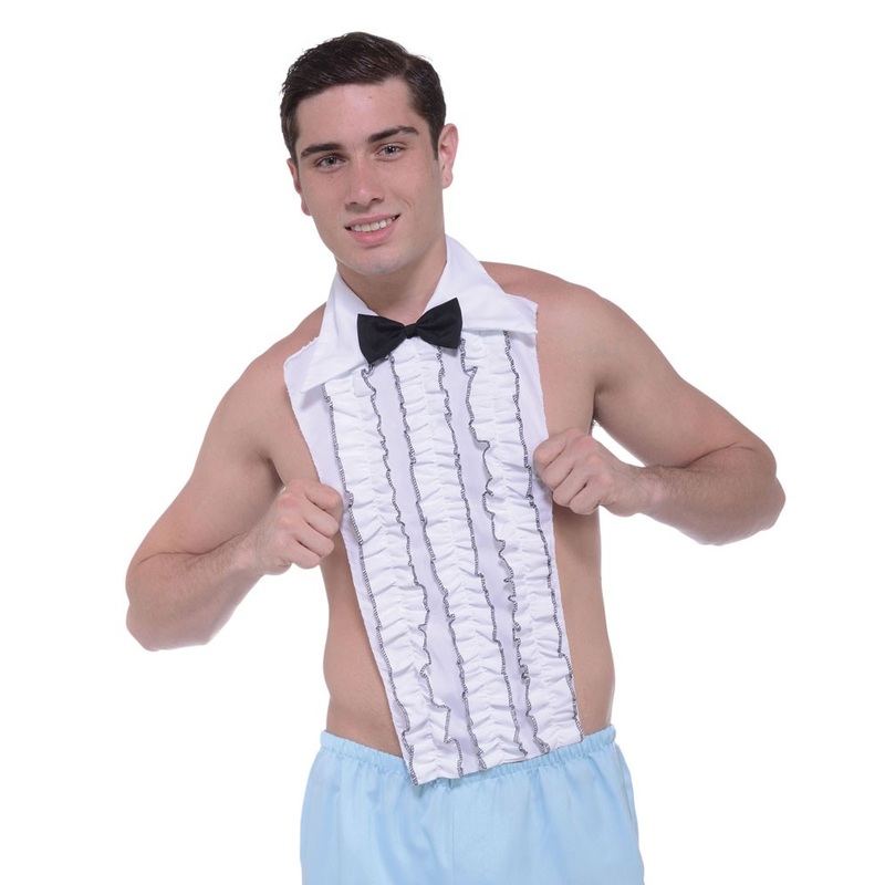 Shirt insert with ruffles and bow tie