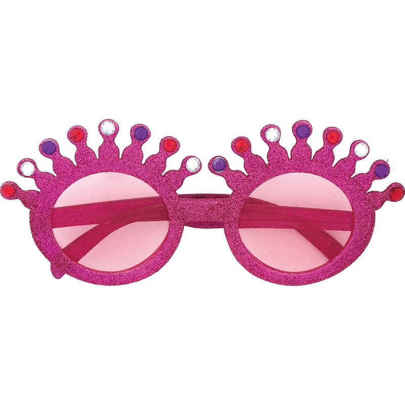 Pink glitter crown glasses