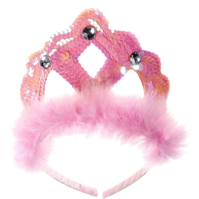 Pink sequin diadem with gemstones