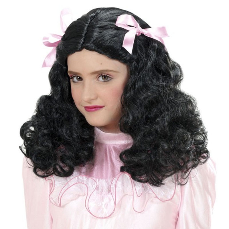 Sweet bow children's wig black