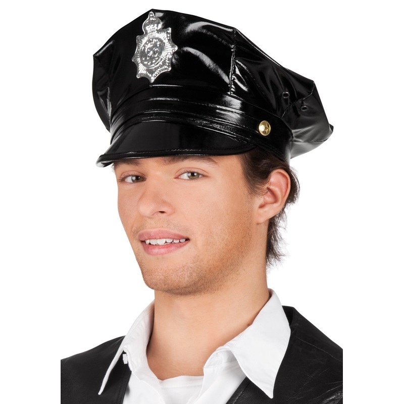 Black Henni police patent cap