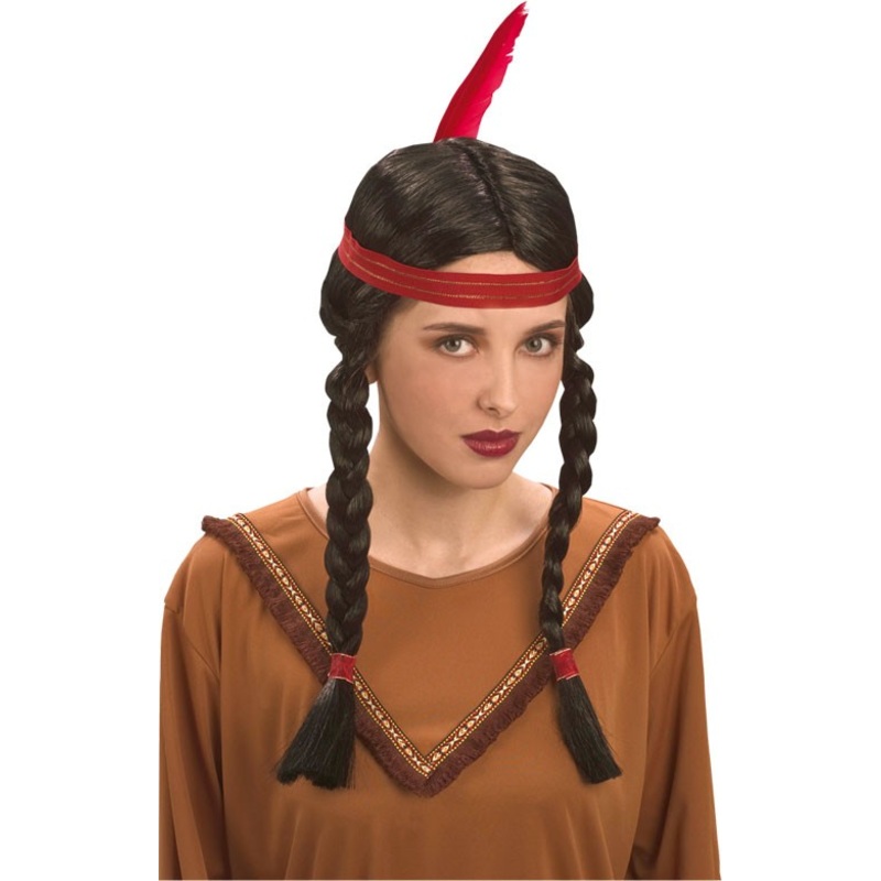 Carocas Indian wig with headband and feather