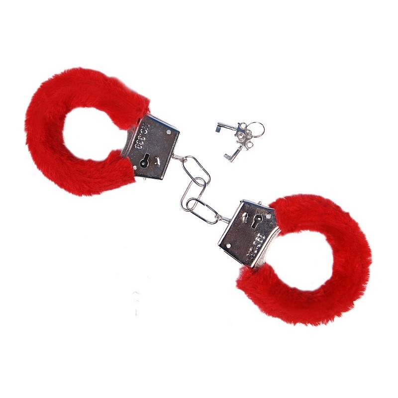 Fiery red plush handcuffs