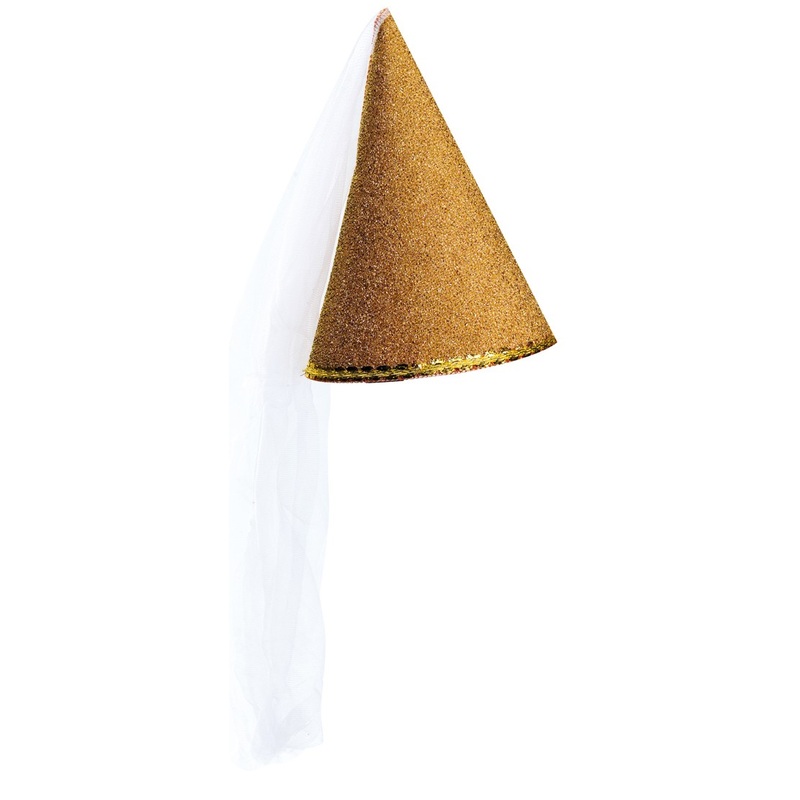 Gold sparkling castle rot in pointed hat