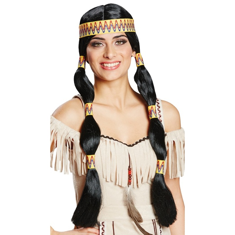 Indian wig bird voice with headband and pigtails