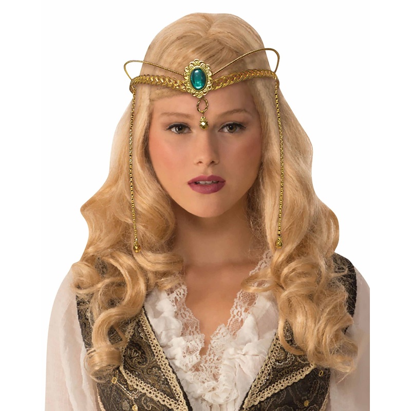 Noble fantasy crown with green stone