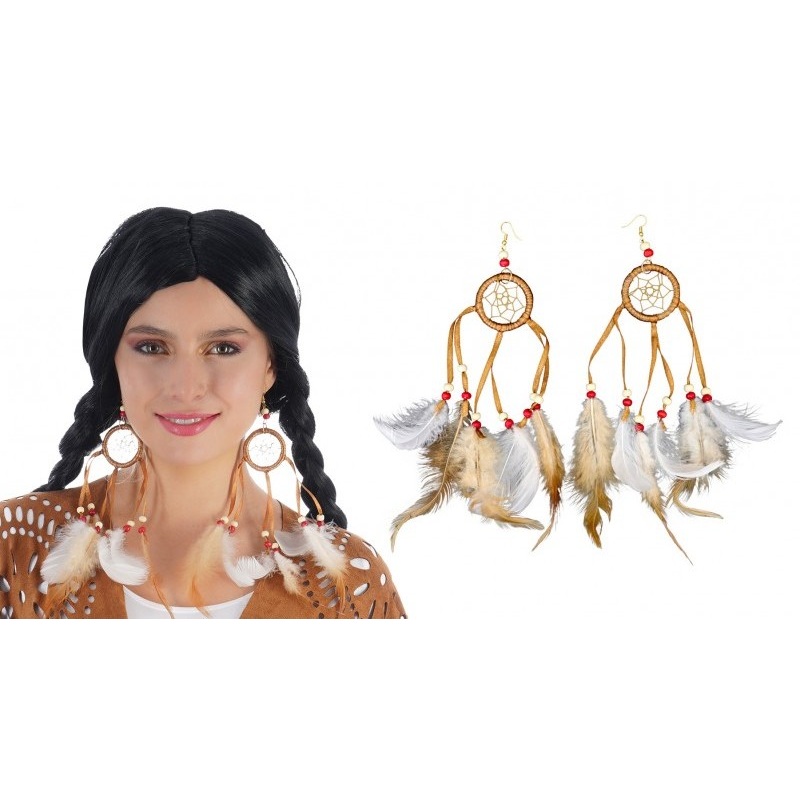 Tribal Fashion Earrings with Feathers