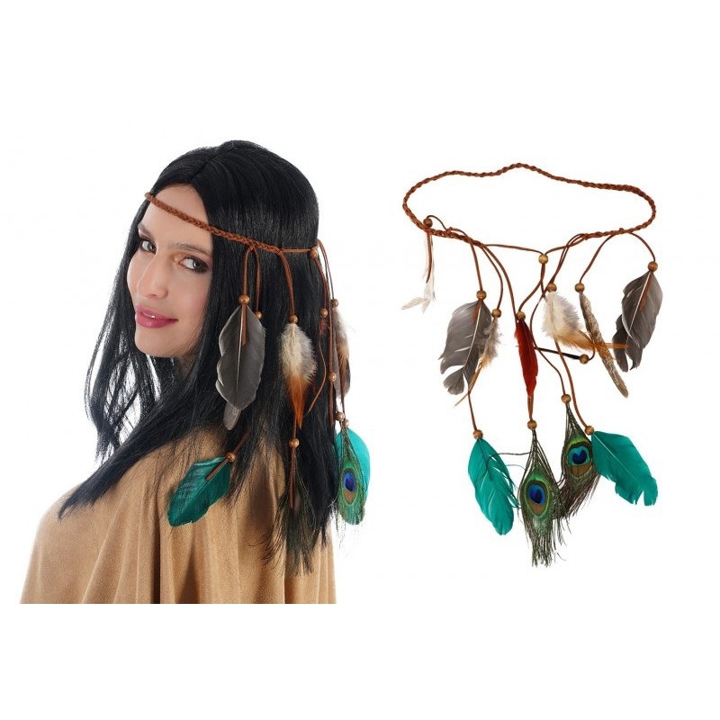Tribal headdress with feathers