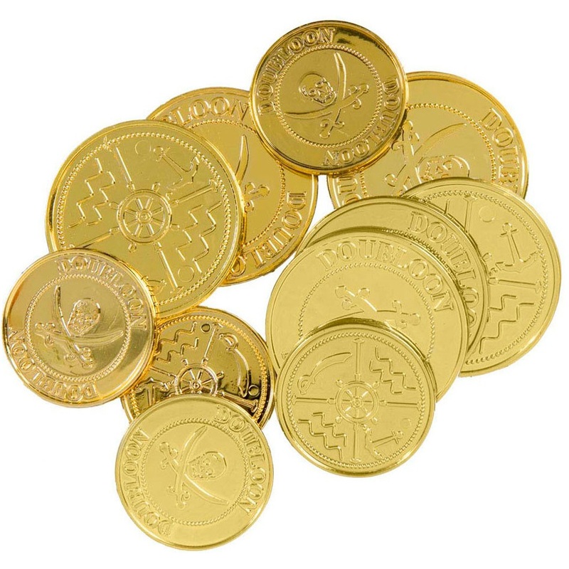 12 gold coin pirate treasure set for children
