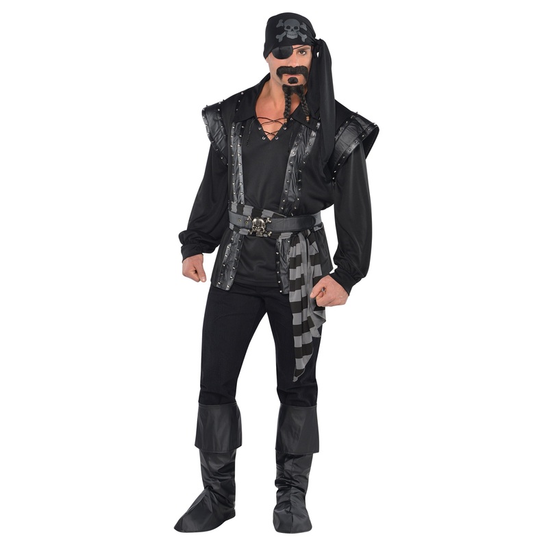 Black beard pirate costume for men M-L