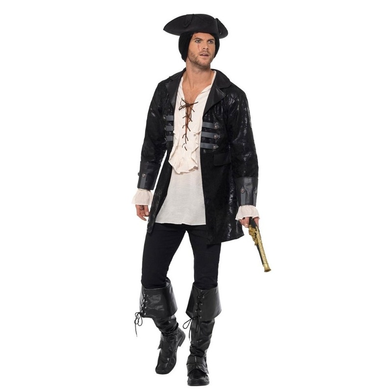 Black buccaneer pirate jacket for men M