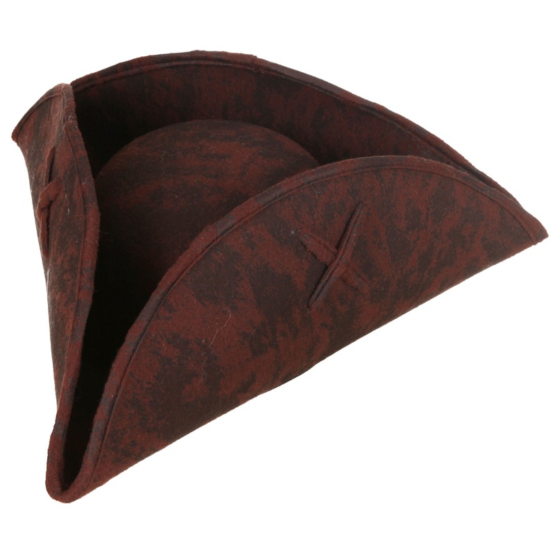 Brown tricorn pirate hat