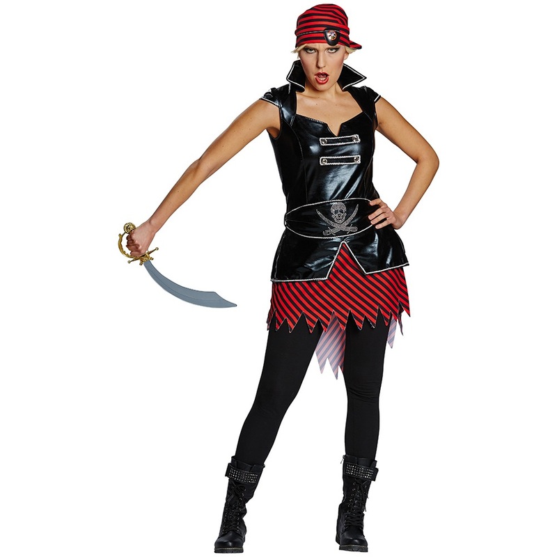 Conqueror of the seas Zora black and red pirate costume for women 36