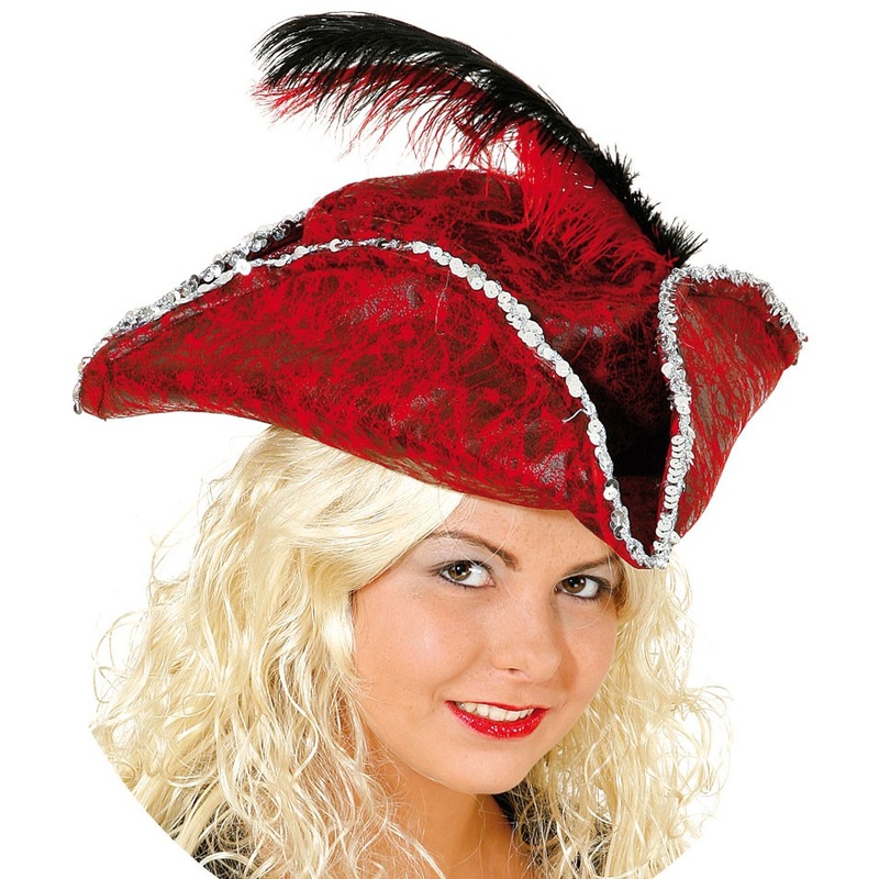 Elegant tricorn hat with feather