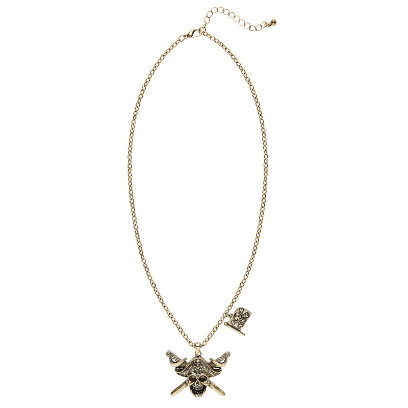 Golden necklace with pirate pendant