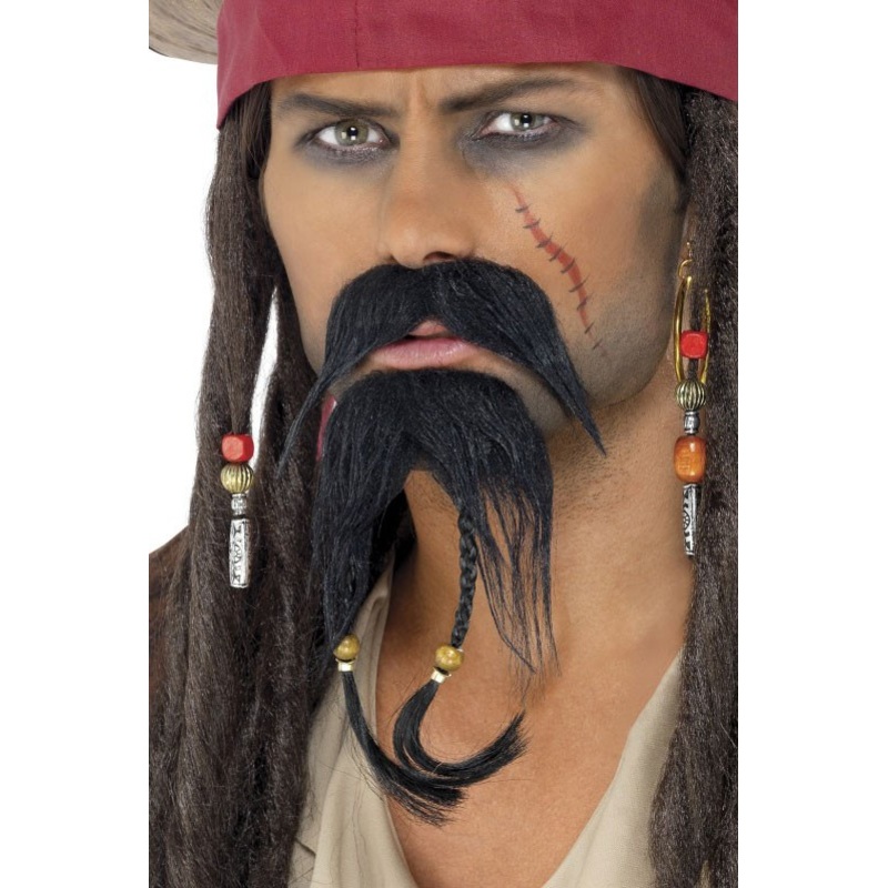 Pirate beard with braids and pearls