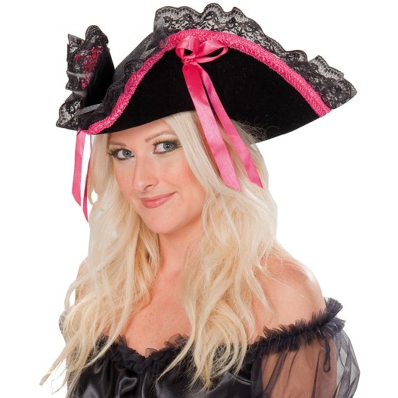 Pirate bride hat with pink details & tip
