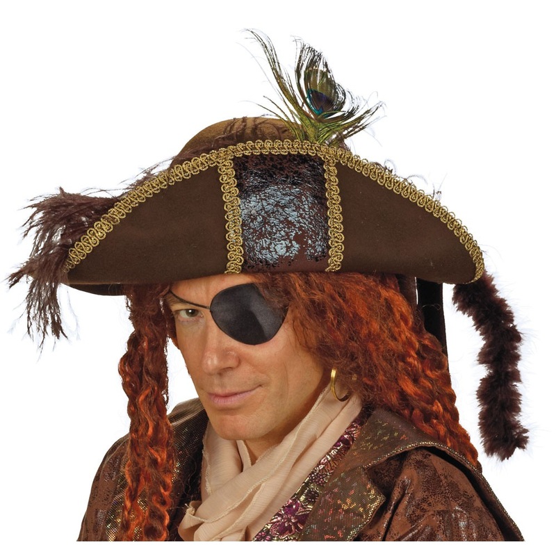 Pirate captain red beard feather hat