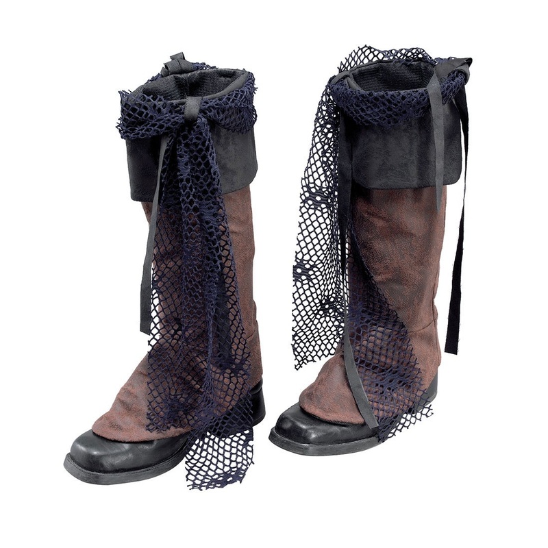 Pirate leather look boot tops brown